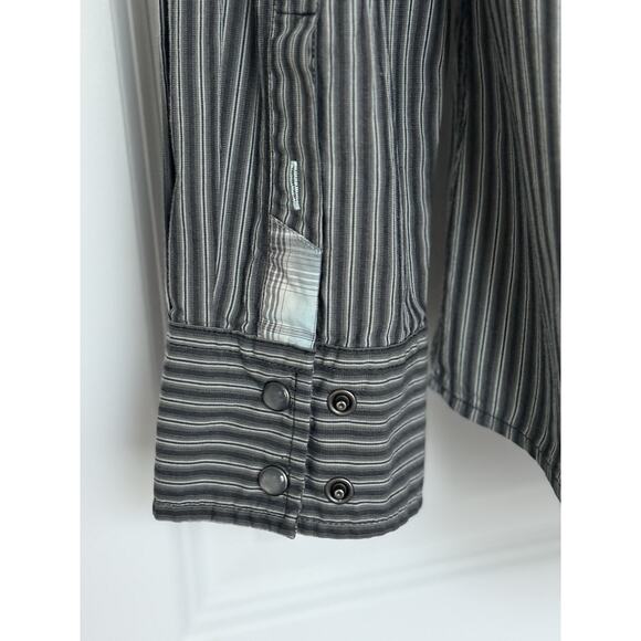 CINCH Men's Western Modern Fit Pearl Snap Long Sleeve Shirt Gray Stripe Sz L EUC - Picture 7 of 15